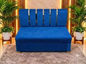 সোফা সেট 2 সীট – গোল্ডের শীট + নীল – ভেলভেট কাপড় - New Model 2