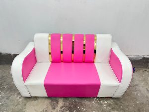 সোফা সেট 2 সীট - লেদার হাতা এস এস শীট - পিংক সাদা কালার