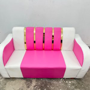 সোফা সেট 2 সীট - লেদার হাতা এস এস শীট - পিংক সাদা কালার
