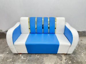 সোফা সেট 2 সীট - লেদার হাতা এস এস শীট - আকাশী সাদা কালার