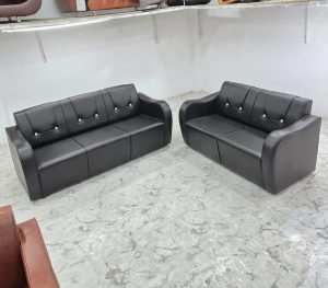 সোফা সেট 3+2 সীট - লেদার হাতা - কালো কালার