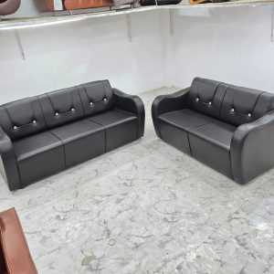 সোফা সেট 3+2 সীট - লেদার হাতা - কালো কালার