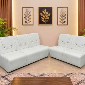 সোফা সেট 3+2 সীট - লেদার - সাদা কালার