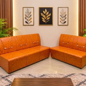 সোফা সেট 3+2 সীট - লেদার - বাদামী কালার