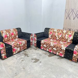 সোফা সেট 3+2 সীট - স্পেশাল কাপড় - কালো ফুল কালার