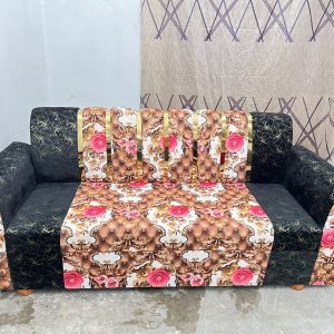 সোফা সেট 3 সীট – স্পেশাল কাপড় – কালো ফুল কালার